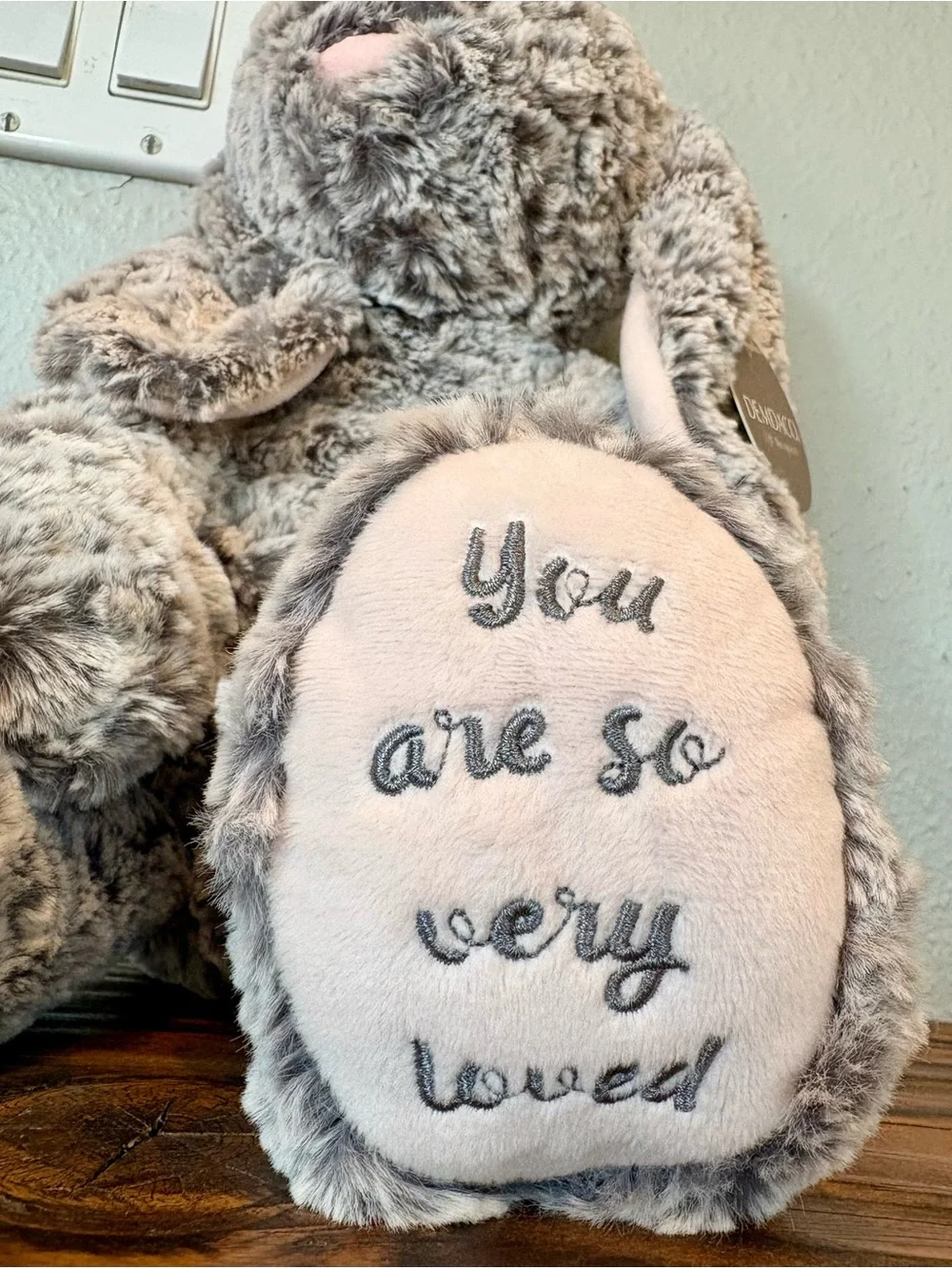 ♥️ DEMDACO Isabella Bunny Plush, “You Are So Loved,” Gray/Pink, BNWT